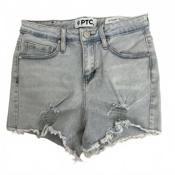 PTCL Sydne Ripped High Waist Stretch Denim Shorts Light Wash NWT Size 25 - Picture 2 of 8